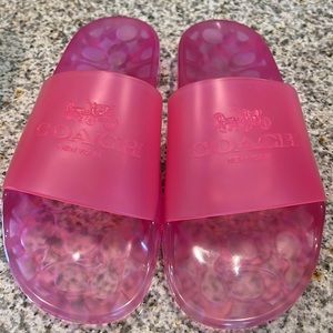 Coach pink slides sz 38.5 worn 1 time . New cond. super cute